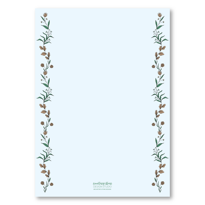 Elegant Floral Holiday Card - Blue