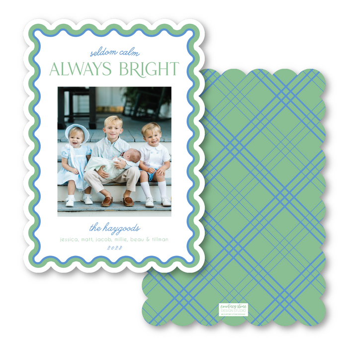 Plaid Scallop Die-Cut Holiday Card