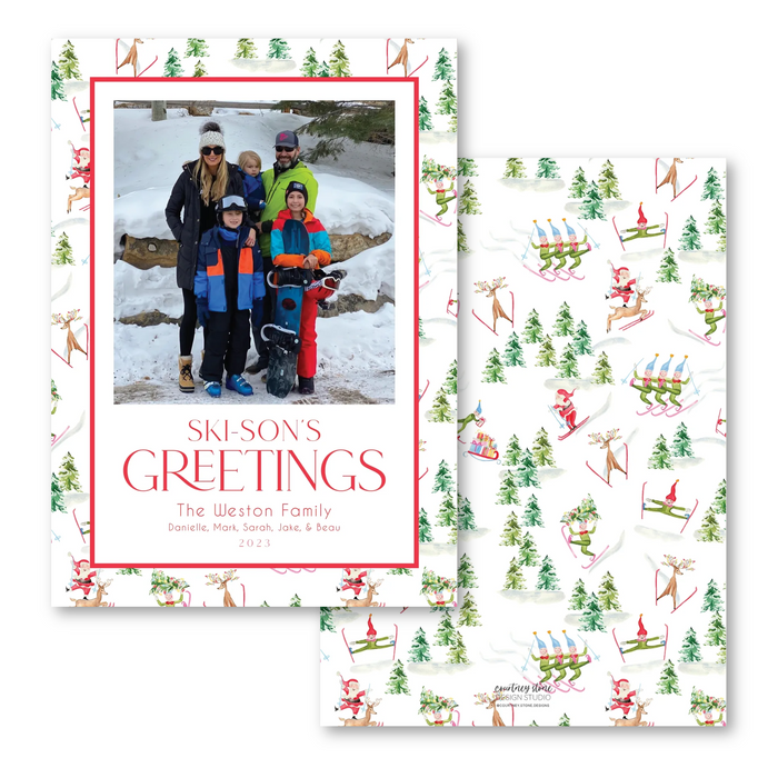 Downhill St. Nick Holiday Card - Vertical