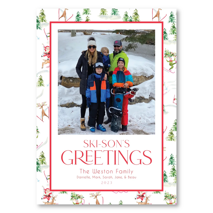 Downhill St. Nick Holiday Card - Vertical