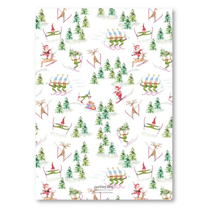 Downhill St. Nick Holiday Card - Vertical