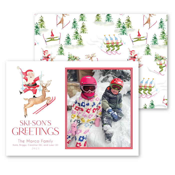 Downhill St. Nick Holiday Card - Horizontal