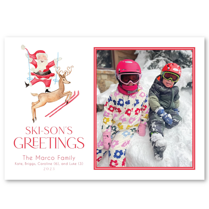 Downhill St. Nick Holiday Card - Horizontal