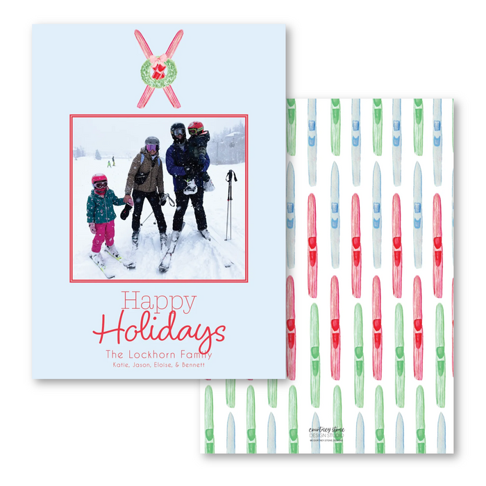 Classic Holiday Skis Holiday Card