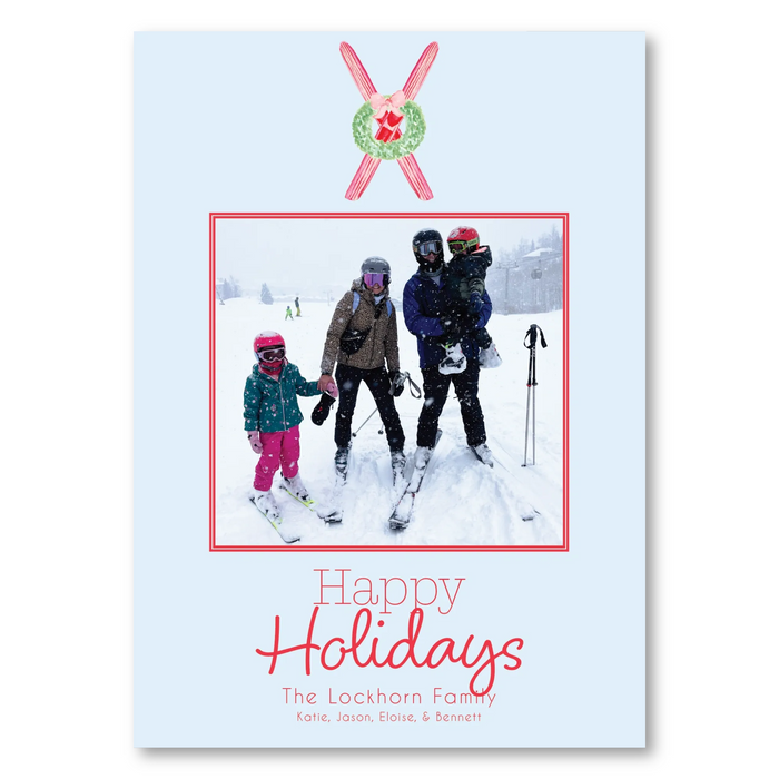 Classic Holiday Skis Holiday Card