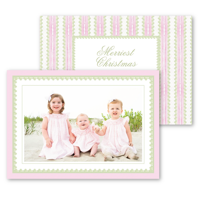 Baroque Holiday - Pink - Holiday Card - Horizontal