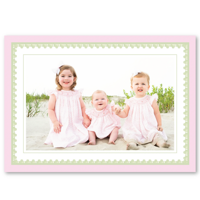 Baroque Holiday - Pink - Holiday Card - Horizontal