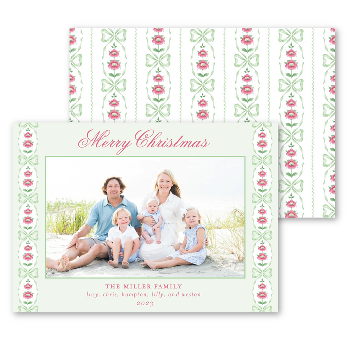 Bows & Floral Holiday Card - Horizontal