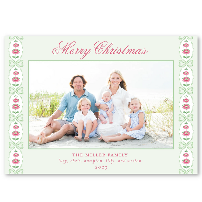 Bows & Floral Holiday Card - Horizontal