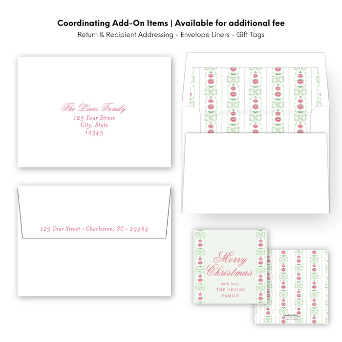 Bows & Floral Holiday Card - Horizontal