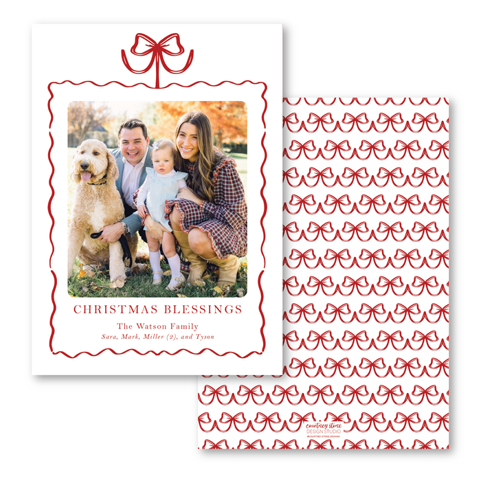 Simple Bow Frame - Red - Holiday Card