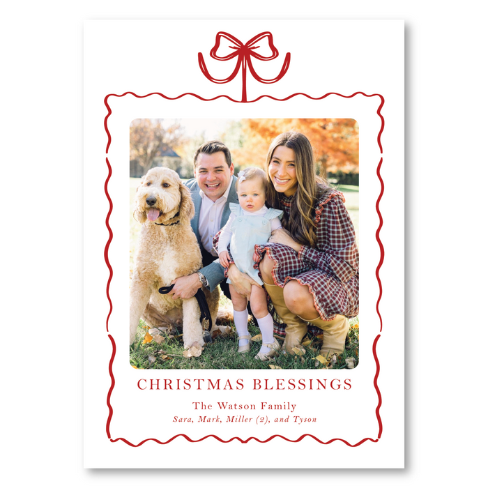 Simple Bow Frame - Red - Holiday Card