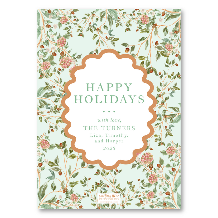 Autumn Chinoiserie Holiday Card - Vertical