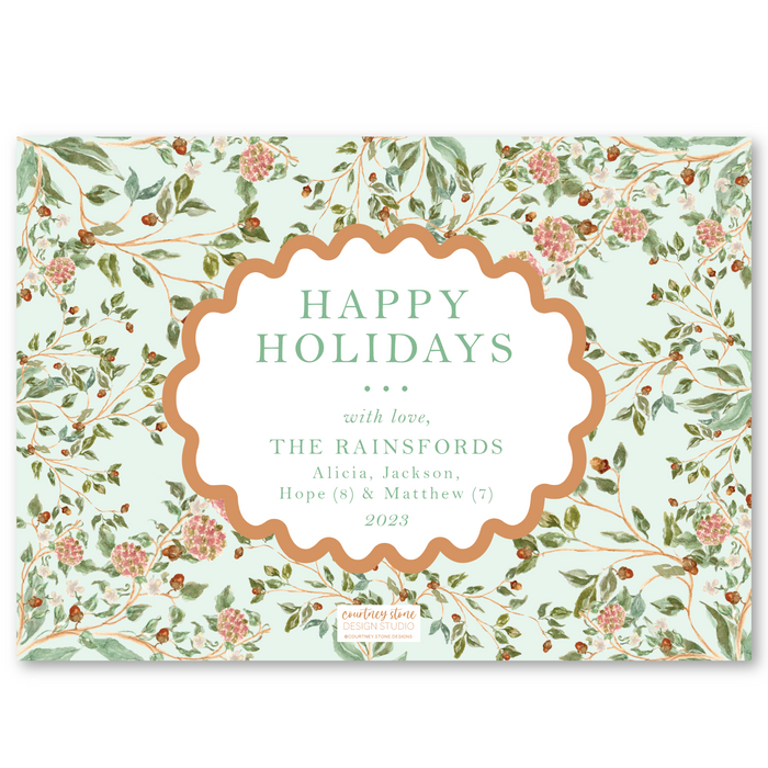 Autumn Chinoiserie Holiday Card - Horizontal