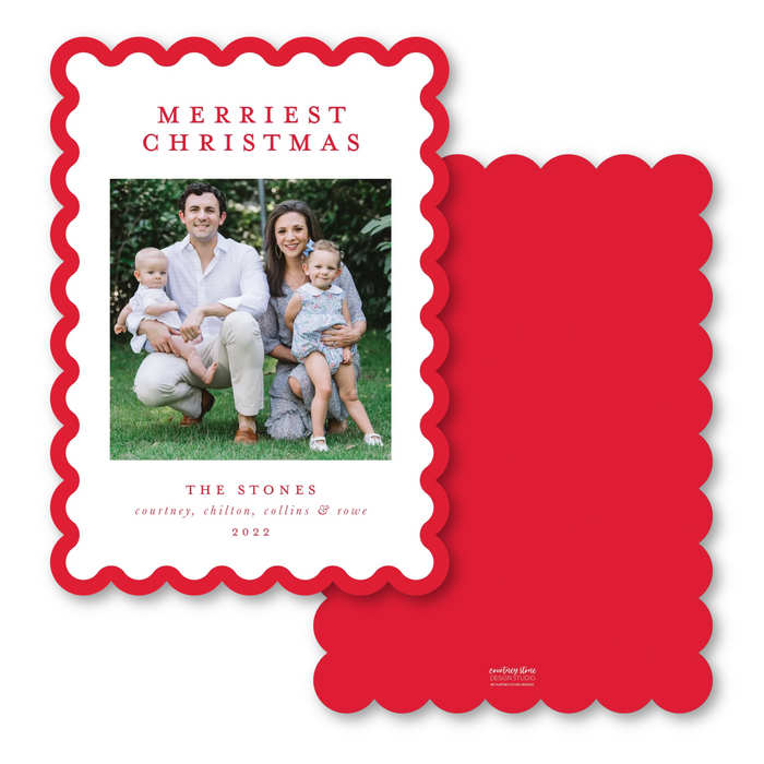 Scallop Trim Cut-Out Holiday Card - Choose Your Color