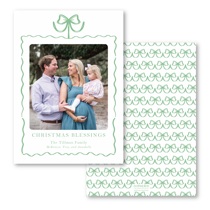 Simple Bow Frame - Green - Holiday Card