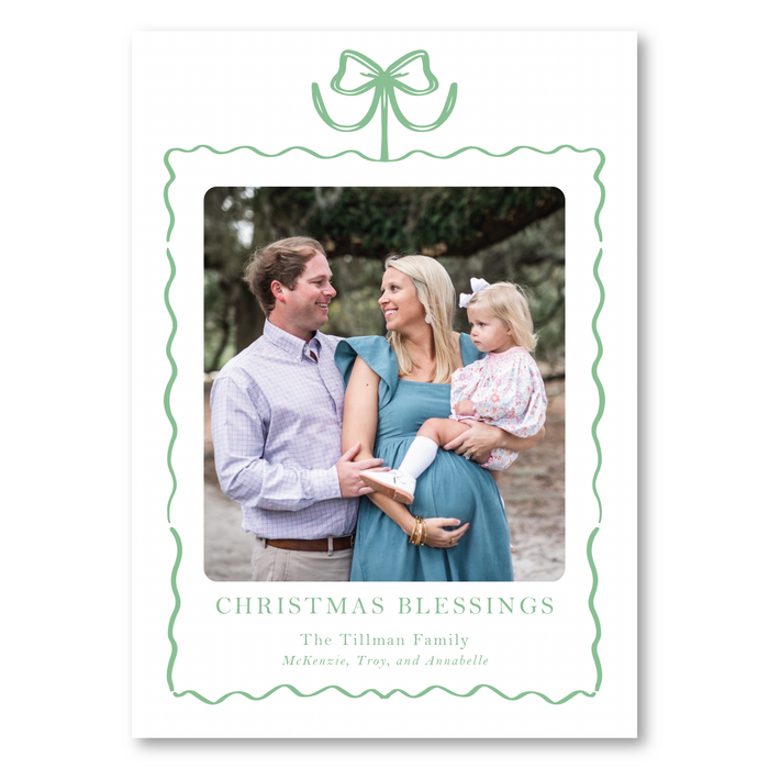 Simple Bow Frame - Green - Holiday Card