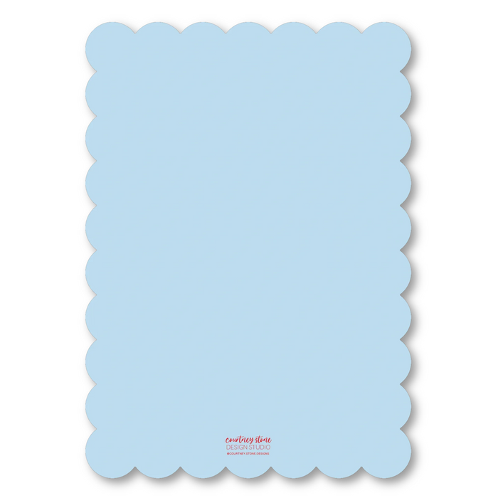 Inverted Scallop Die-Cut Holiday Card - Blue/Red