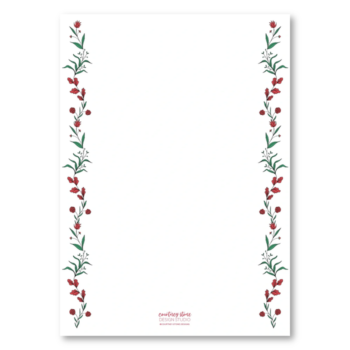 Elegant Floral Holiday Card - Red