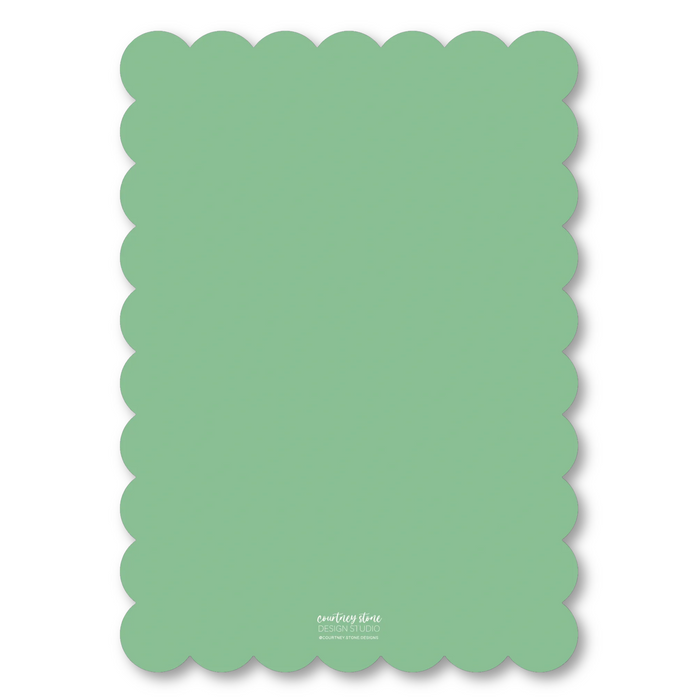 Inverted Scallop Die-Cut Holiday Card - Green/White