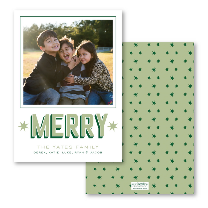 MERRY Star Holiday Card - Green