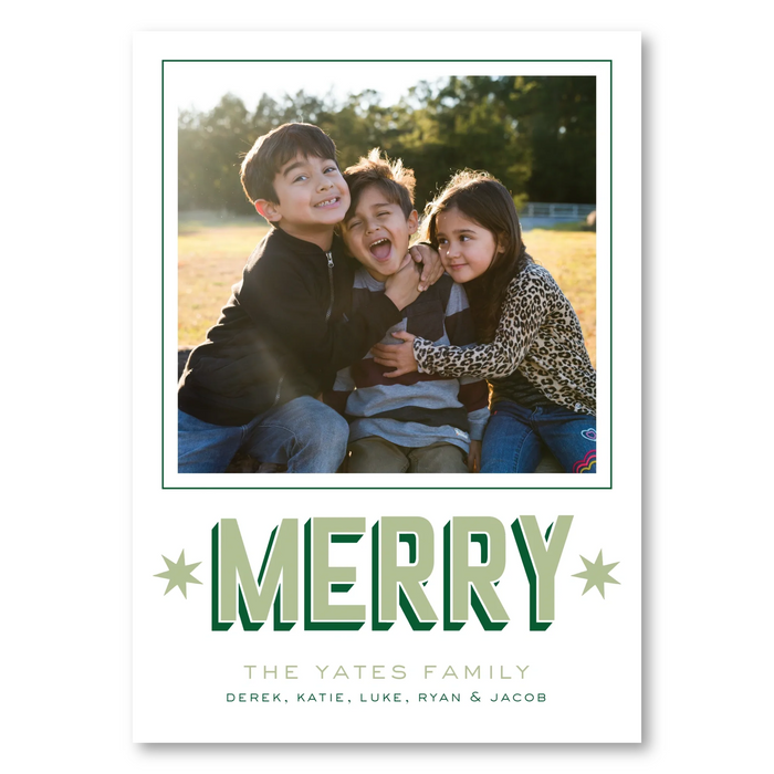 MERRY Star Holiday Card - Green