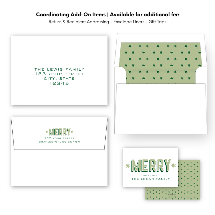 MERRY Star Holiday Card - Green