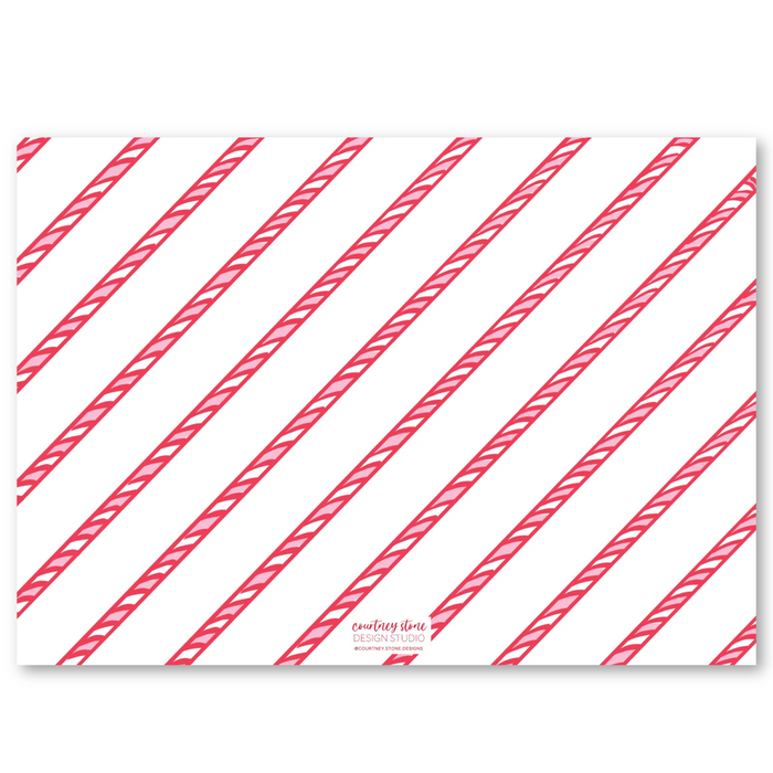 Red Candy Cane Border Holiday Card - Horizontal