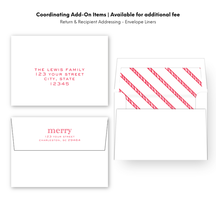 Red Candy Cane Border Holiday Card - Horizontal