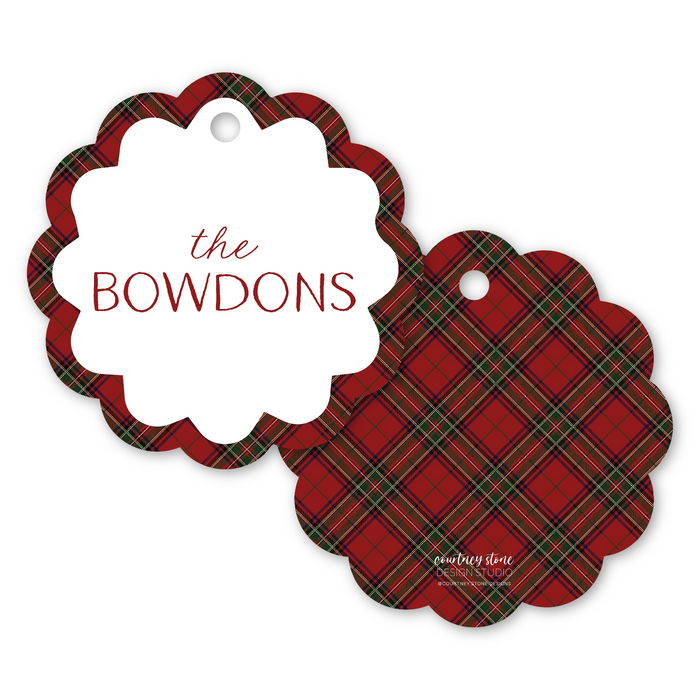 Scallop Gift Tag: Christmas Plaid