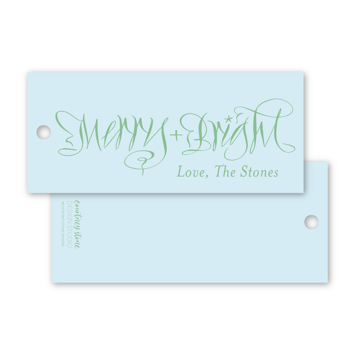 Merry + Bright Calligraphy Gift Tag