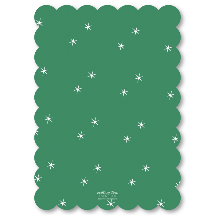 Christmas Script Stars - Scallop Die-Cut Holiday Card