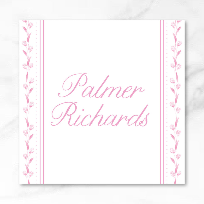 Pink Floral Vine Calling Card