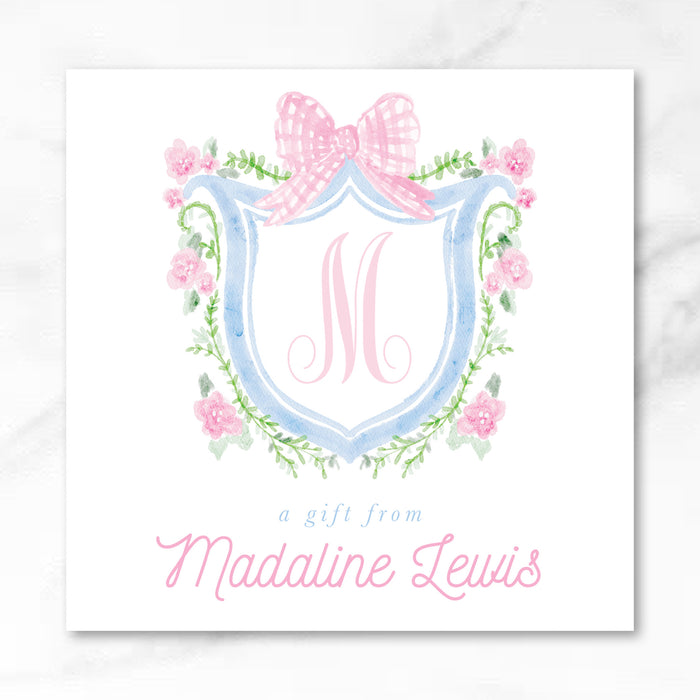 Gingham Bow Crest Calling Card