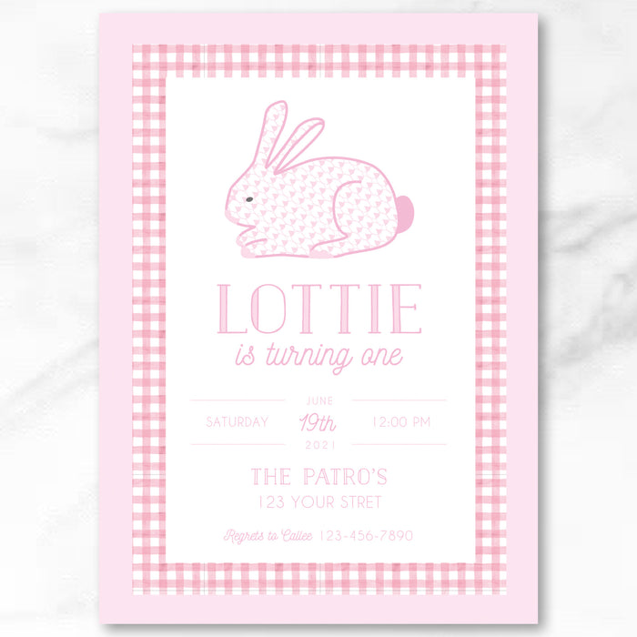 Herend Bunny Pink Birthday Invitations