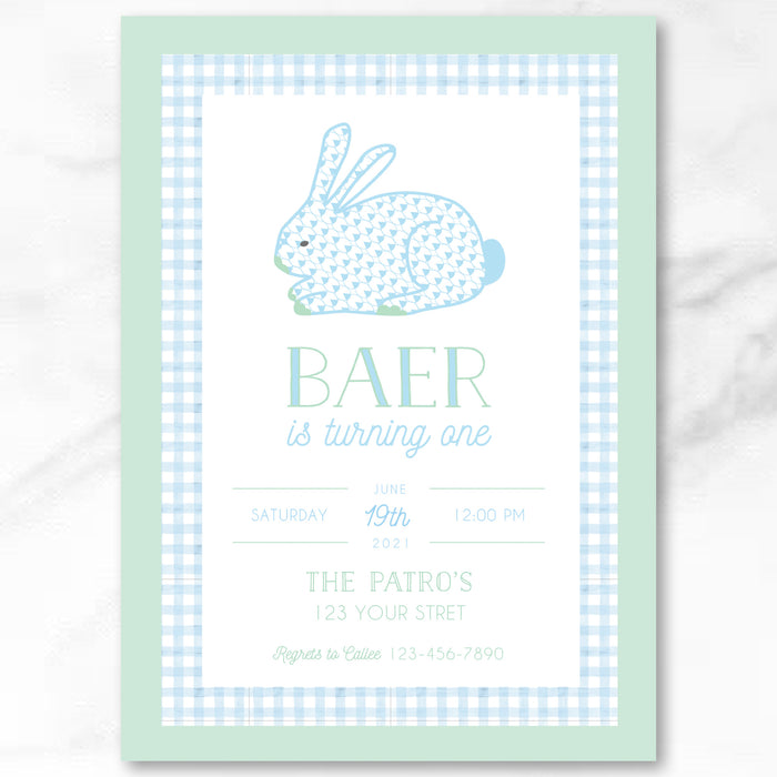 Herend Bunny Blue Birthday Invitations