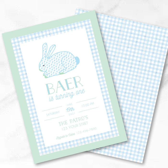 Herend Bunny Blue Birthday Invitations