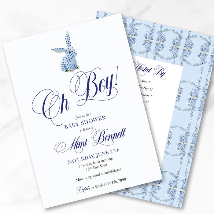 Blue Herend Bunny Shower Invitations