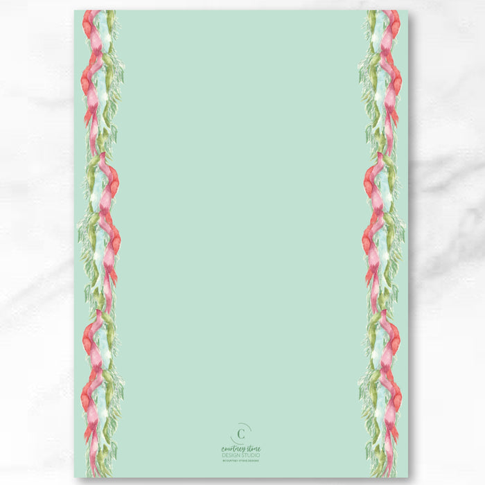 Velvet Garland Border Holiday Card - Vertical