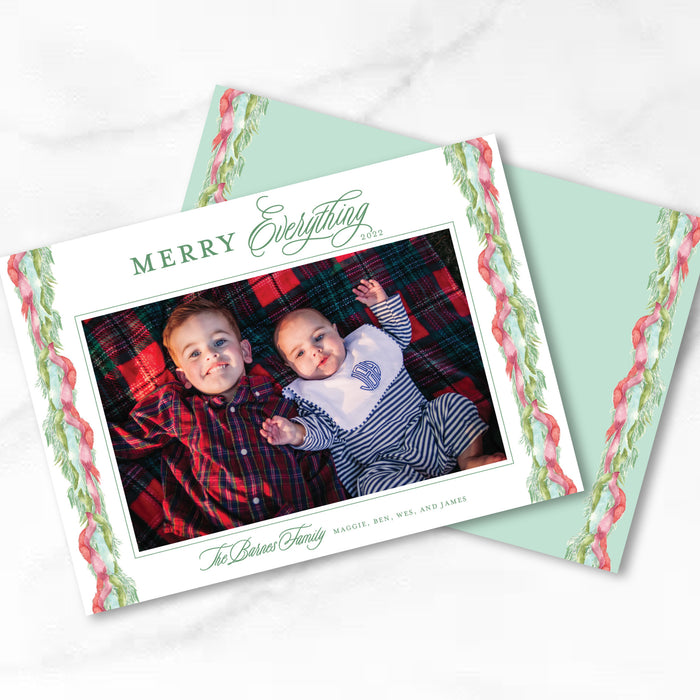 Velvet Garland Border Holiday Card - Horizontal