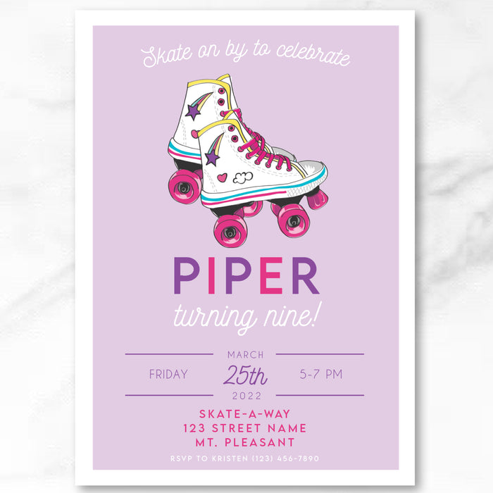 Roller Skate Birthday Invitations