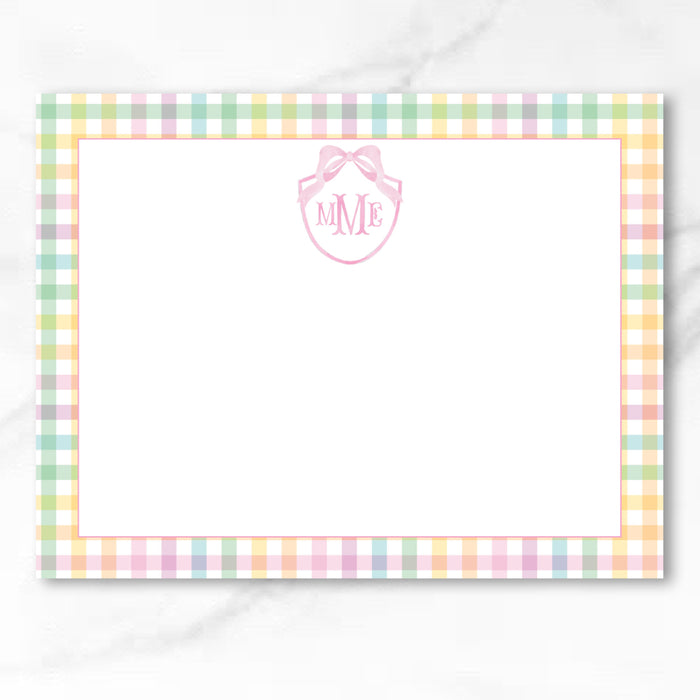 Pastel Gingham Monogram Stationery