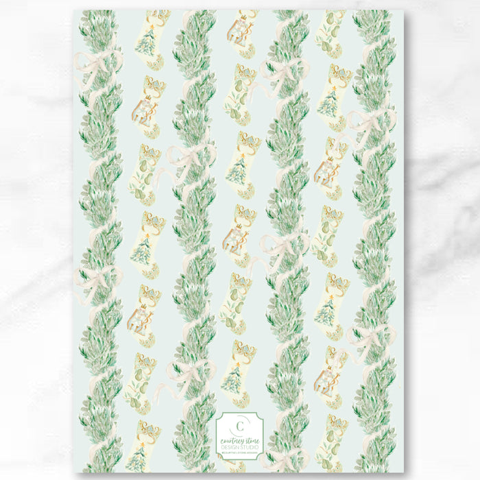 Cream Bow Garland Frame Holiday Card