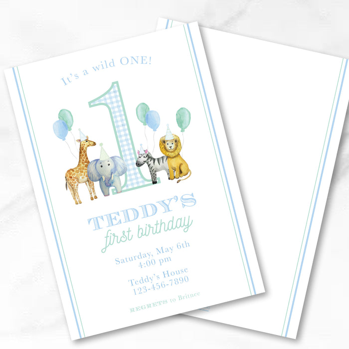 Safari Party Animals Birthday Invitations