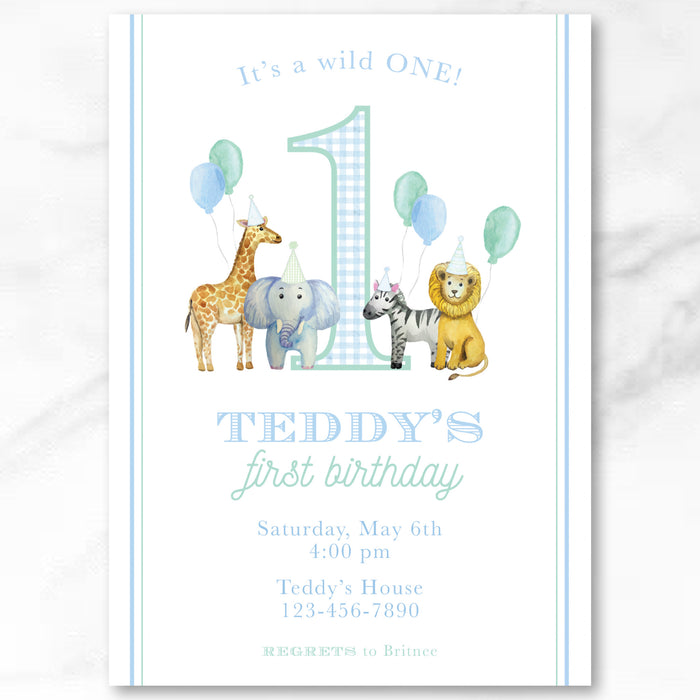 Safari Party Animals Birthday Invitations