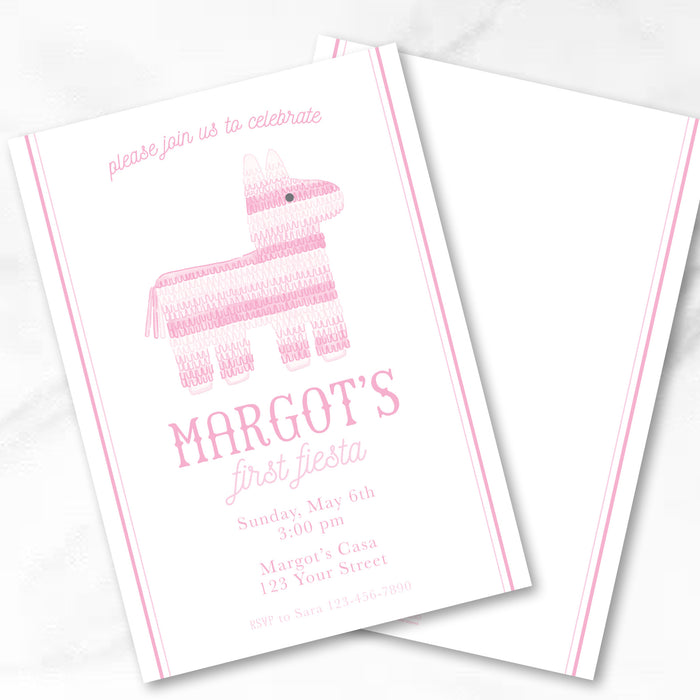 Ombre Piñata Pink Birthday Invitations