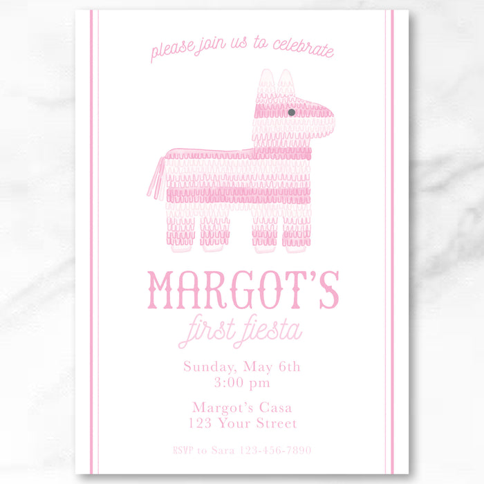 Ombre Piñata Pink Birthday Invitations