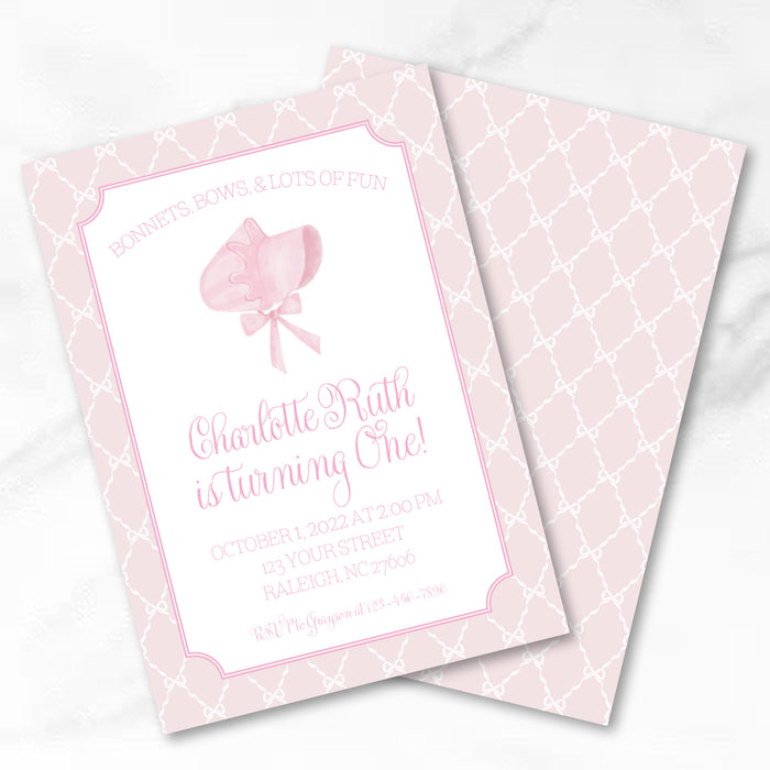 Bonnets & Bows Birthday Invitations