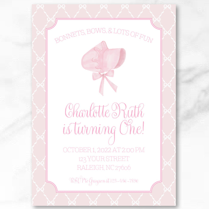 Bonnets & Bows Birthday Invitations