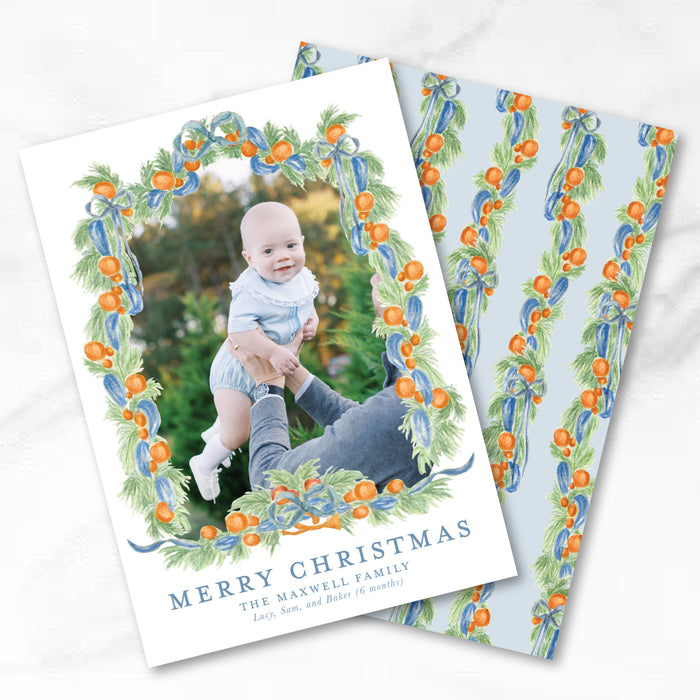 Grand Orange Garland Holiday Card